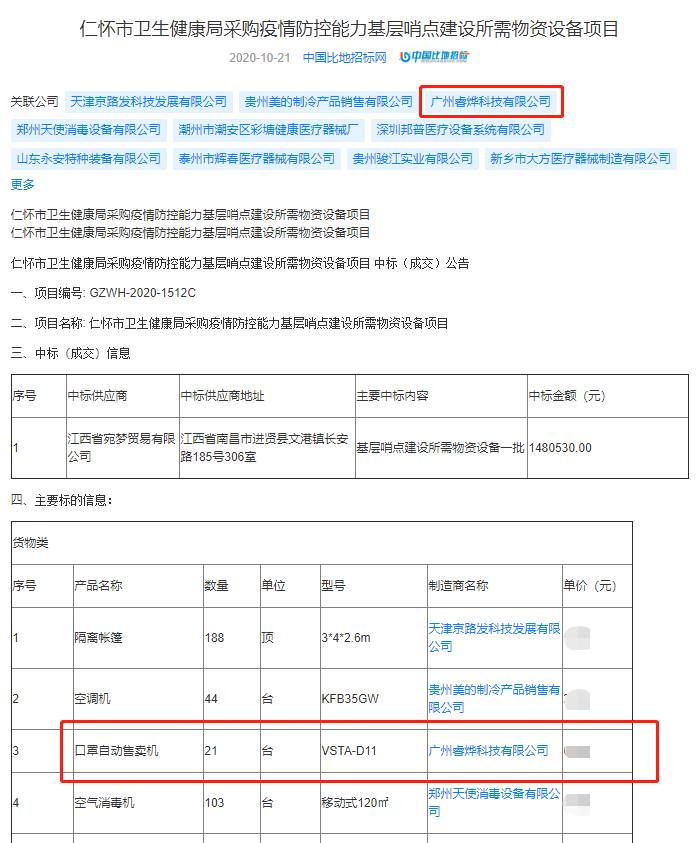 推出智能口罩售货机获奖